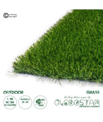 GloboStar® Artificial Garden SUMMER GRASS 20150 Τεχνητό Συνθετικός Χλοοτάπητας Διακοσμητικό Γρασίδι - Γκαζόν για Ανάπλαση Κήπου - με Πλάτος 2m και Ύψος Πέλους 35mm Μ100 x Π200 x Υ3.5cm (Πωλείται ανά 2τ.μ.) Εξωτερικού Χώρου IP68 UV Certified Protection